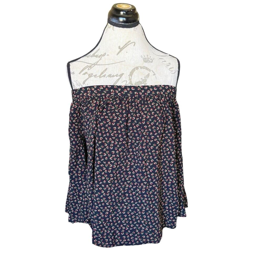 Xhilaration Womens Blouse Top Size X Floral Off Shoulder Feminine Romantic Long